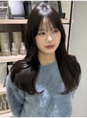 【王道モテ◎ 前髪ありロングレイヤーの艶巻きスタイル】
