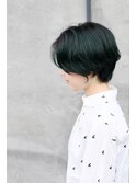 グリーングラデーションのショートカット