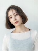 20代30代大人かわいい斜めバングデザインカラーシルキーベージュ