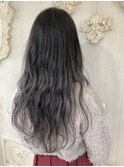 大人かわいい グラデーションカラー フェザーロング