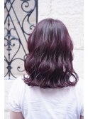 パープルガーネット/セミロング/ツヤ感