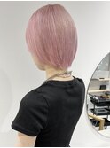 村上/ペールピンクケアブリーチ丸みショート骨格強制20代30代