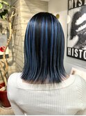 アンブレラカラーインナーカラーデザインカラーブルーカラーボブ