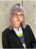 ブリーチカラーでハイトーンペールパープルカラー