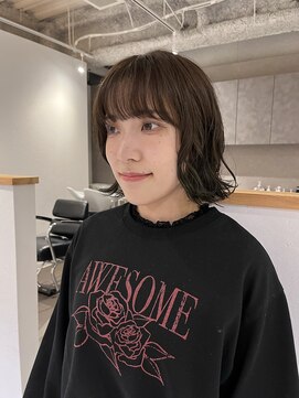 カフ(CAF) CAF FUKO オリーブカラー/ボブパーマ/小顔/大阪/心斎橋