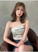 大人韓国くびれヘア/顔周りレイヤー/ベージュ