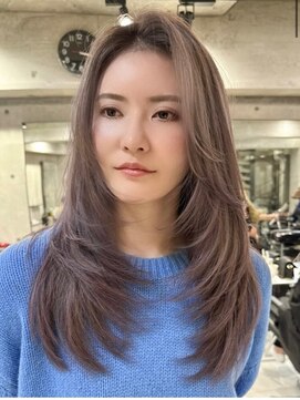 アンダーバーホワイトモデ 河内長野(_WHITE mode) ハイライトカラーミルクティーベージュレイヤーカット