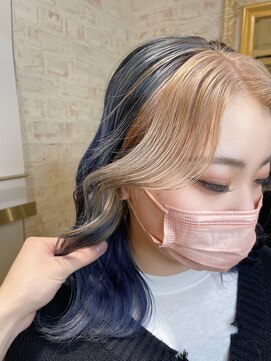 マティス 表参道(matiz) ホワイトグレージュ×ネイビーブルー/フェイスフレーミング