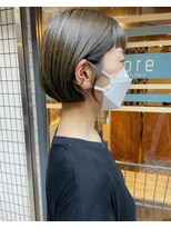 ロレ バトヘアー 下北沢(lore bat.hair)&nbsp;オン眉ミニボブ×オリーブカラー