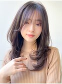 ワンカールレイヤーイメチェン似合わせカットレッドブラウン