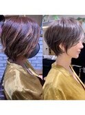 透明感カラー/前下がりショートボブ