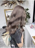 ダブルカラーミルクティーベージュレイヤーカット韓国ヘア