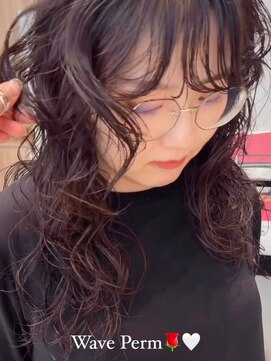 ケーツー あべのキューズモ－ル店(K-two) 大きめウェーブのランダムパーマ*ウェーブパーマ*暗髪*顔周り