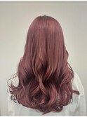 ダブルカラー＆ブリーチピンクラベンダー/ゆるふわ巻きロング