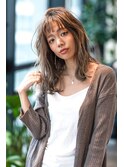 大人かわいい前髪セシルカットココアブラウンフリンジウェーブ
