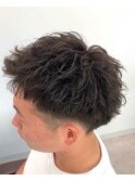 ツイストスパイラルパーマ  ツーブロックベリーショート