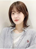 大人レイヤーボブ前髪ピンクベージュインナーグレージュ