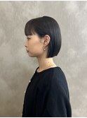 ワイドバング/切りっぱなしボブ/グレージュカラー