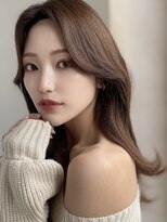 エインアンリー 明治神宮前(AIN.ANLY.)&nbsp;アプリコットオレンジベージュシースルーぱっつん前髪