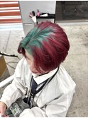 ミントグリーンとレッドのルーツデザインカラー