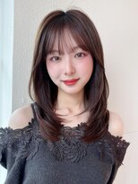 アフロート エル 大阪(AFLOAT L) 暗髪で出せるこなれ感!フェイスレイヤー×ナチュラルセミロング