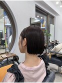 耳掛けパツッとボブ×ブルーベリーカラー