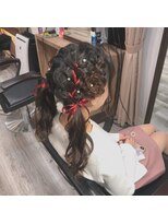 ヘアセット アリエス 新宿駅前店(aries)&nbsp;お花ツインテール