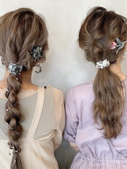 結婚式などのイベントはもちろん普段のカジュアルなヘアセットまでお任せ☆時間外予約もお電話にて相談可◎