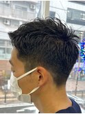 MEN'S HAIR  センターパート　ツイストスパイラル　コンマヘア