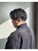 松山市　メンズヘア　黒髪 × スパイラルミックスパーマ○