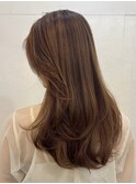 くびれ アプリコットオレンジ 夏のヘアアレンジハイライトカラー
