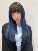 シールエクステでボブからミディアム、ブルーグラデーション！