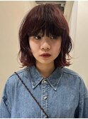 前髪パーマ/暖色カラー