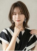 大人可愛い30代40代50代小顔ミディアムウルフ丸み