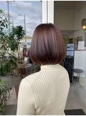 【藤枝】艶ブラウン前下がりボブ