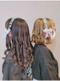 リボン編みハーフアップ