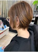ショートカット/耳掛け/小顔/20代30代40代/オレンジベージュ/