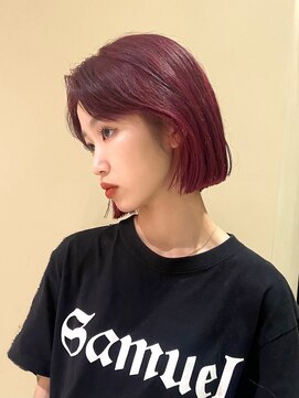 ネロ ヘアサロン ネイビー 渋谷(NERO HAIRSALON NAVY) 【赤津美奈】ボブ　ブリーチ　ダブルカラー　ボルドーカラー
