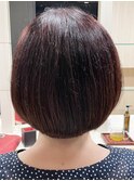 大人可愛いグラデーションボブ×レッドカラー/30代40代50代