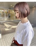 ピンクベージュボブ（ブリーチ1回）