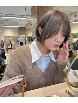 パーク 福岡天神西通り店(parc) ハイトーンカラー　ボブヘアー　ミルキーグレージュ