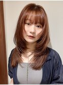 レイヤーカット　フェイスレイヤー　暖色カラー