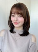 小顔レイヤーカットデジタルパーマチェリーブラウン