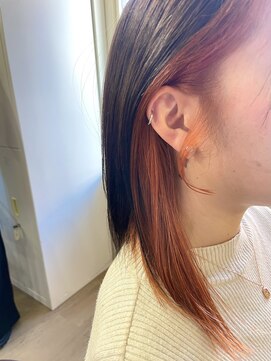 ベースヘアーデザイン(BASE HAIR DESIGN) イヤリングカラー オレンジ ケアブリーチ 宇都宮