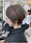 大人可愛い40代50代くびれショートボブ丸みショート