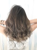 アップ(A+hair)&nbsp;バレイヤージュ☆グレージュ_外ハネ　アッシュブラウン