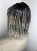 グラデーションカラー_マロンベージュ Aラインボブ かきあげ
