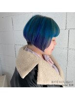 アーサス ヘアー サローネ 五井店(Ursus hair salone by HEADLIGHT)&nbsp;刈り上げショートボブ×ブルーグラデーション