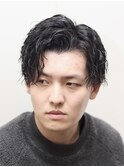 スパイラルパーマツーブロック刈り上げナチュラル床屋バーバー
