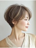 白髪ぼかし脱白髪染め似合わせショートボブ40代50代60代♪